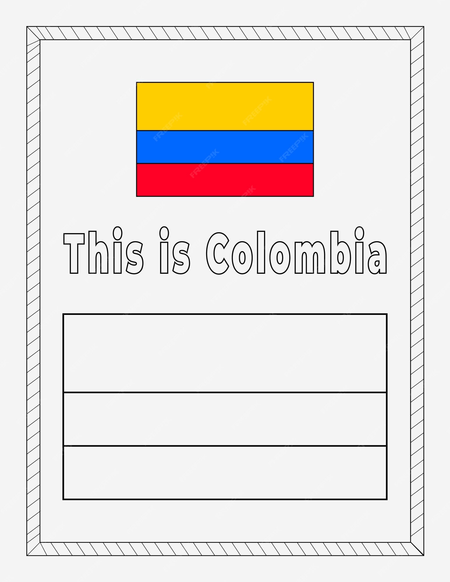 Premium vector colombia national flag coloring page