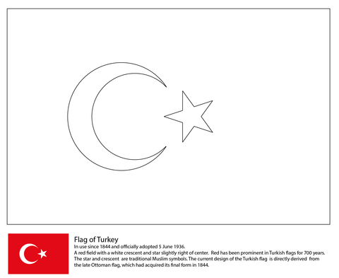 Flag of turkey coloring page turkey flag turkey coloring pages flag coloring pages