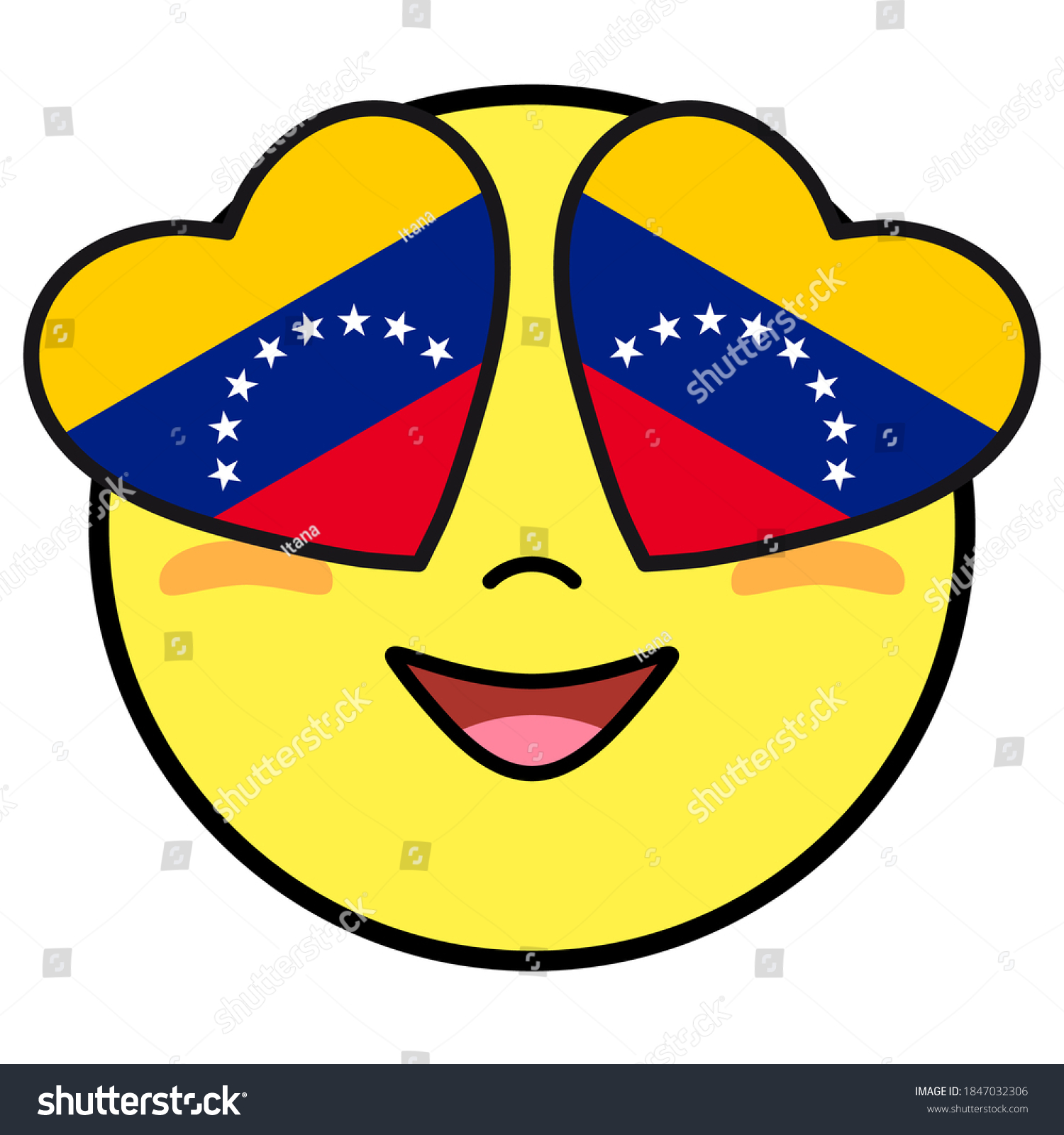 Venezuela flag button patriotic smile hearts stock vector royalty free