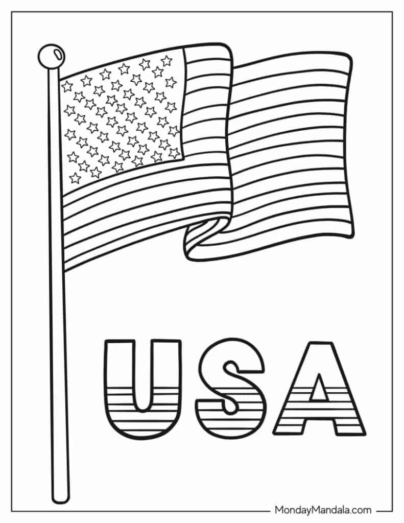American flag coloring pages free pdf printables