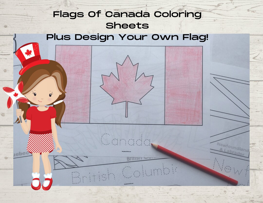 Flags of canada and provinces coloring pages plus design your own flag project download now