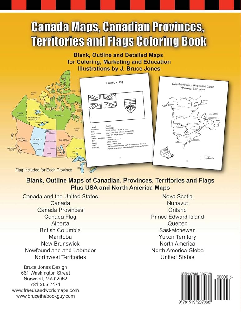 Canada maps canadian provinces territories and flags coloring book blank outline and detailed maps for coloring marketing and education world of maps jones j bruce jones j bruce books
