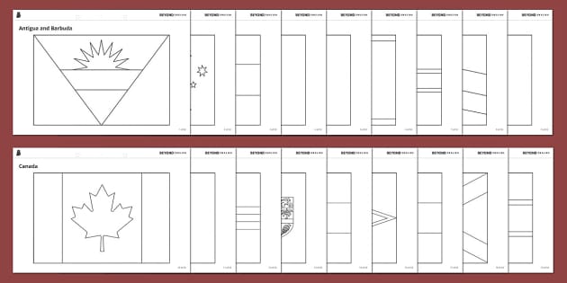 Monwealth country flags colouring sheet pack