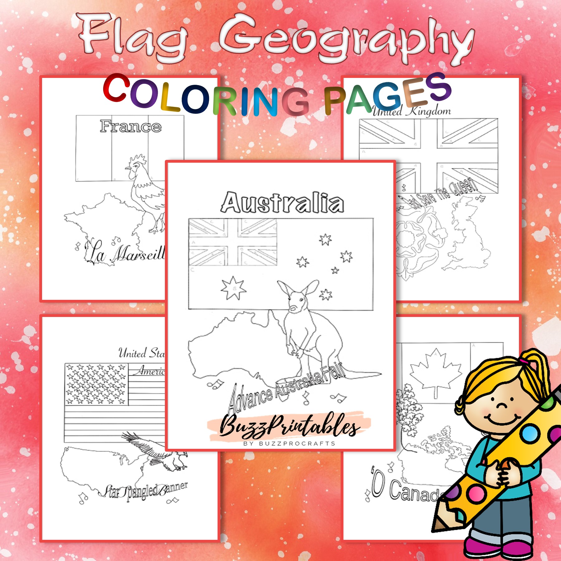 World flags coloring pages a great geography coloring book for kids teaching resources