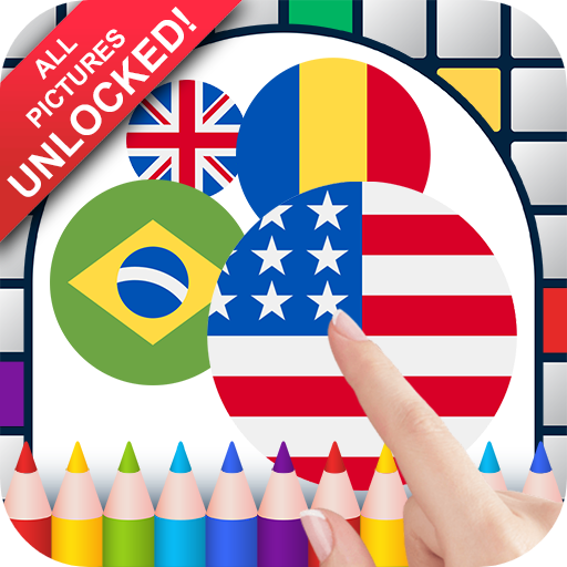 World flag badges color by number