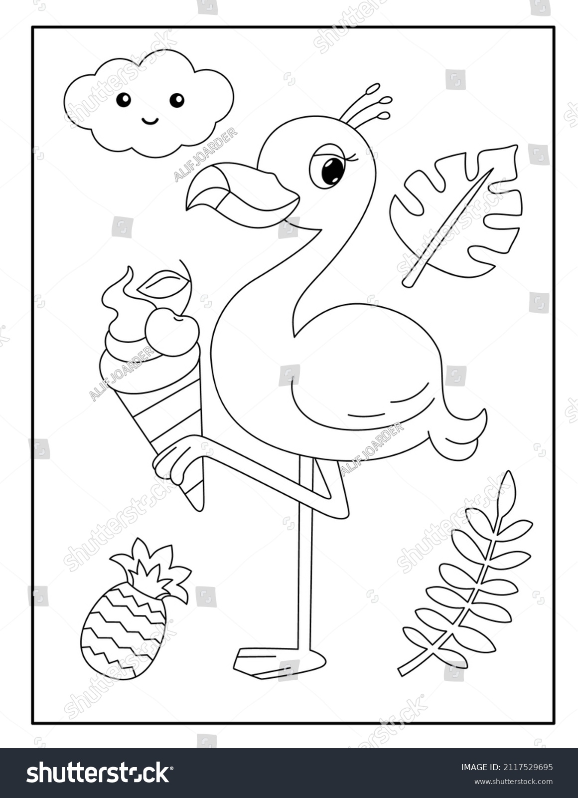Flamingo coloring pages stock photos