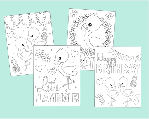Printable flamingo coloring pages for flamingo birthday party