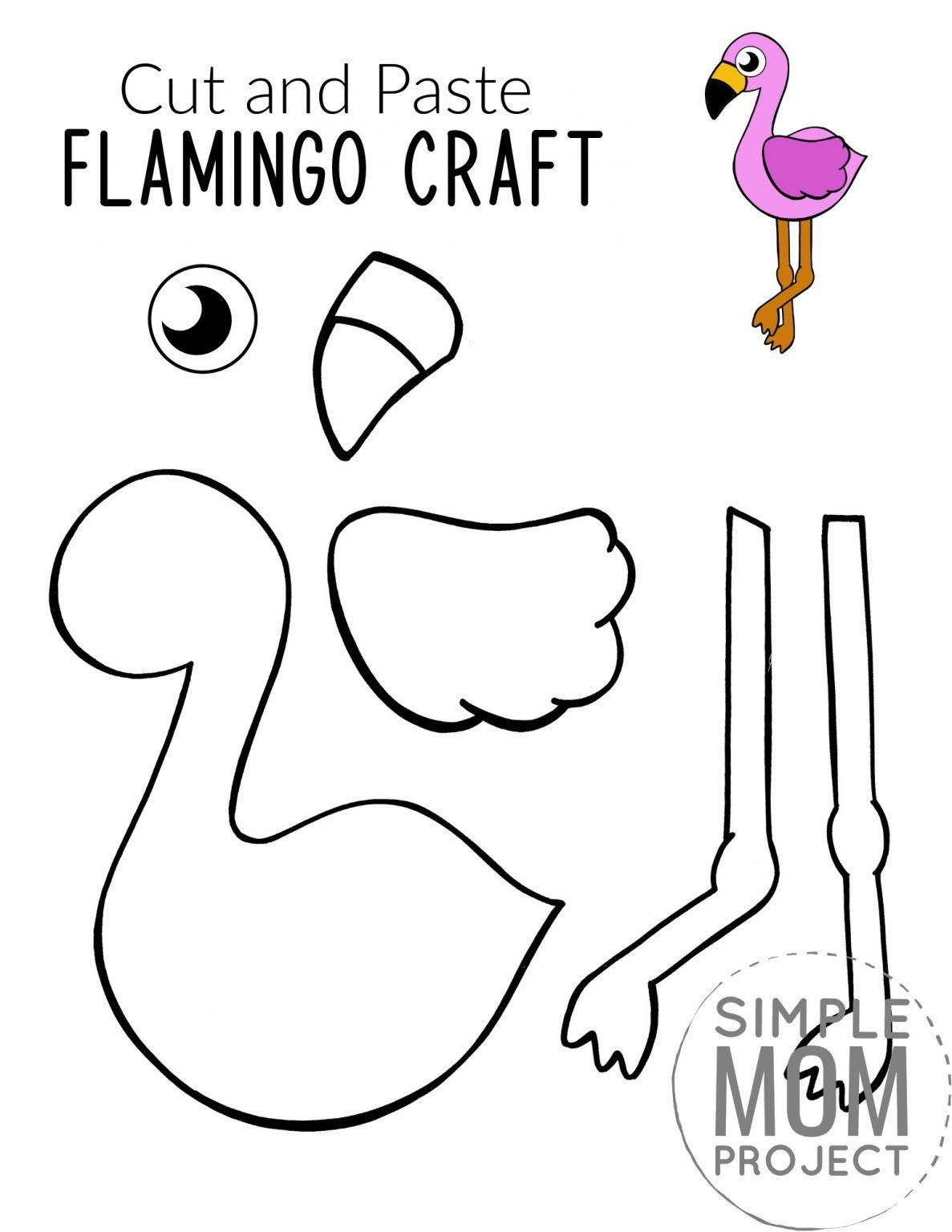 Easy cut and paste flamingo craft with free template flamingo craft free printable crafts bird crafts