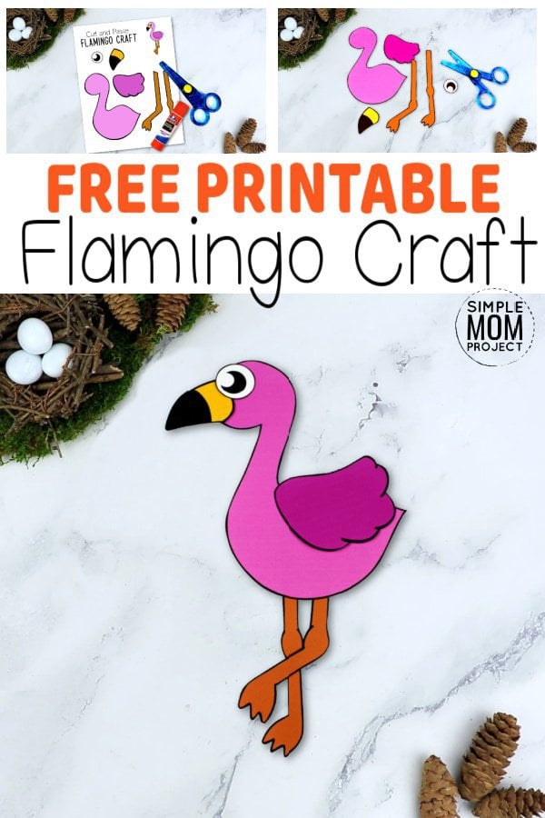 Easy cut and paste flamingo craft with free template â simple mom project