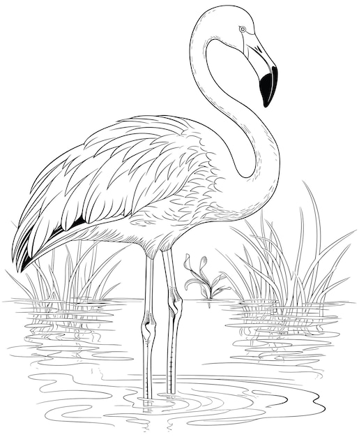 Premium vector cute flamingo coloring pages