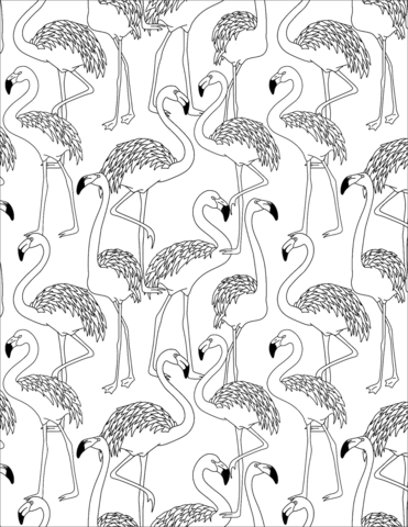 Flamingos pattern coloring page free printable coloring pages
