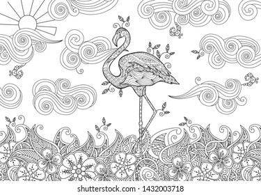 Flamingo coloring pages stock photos