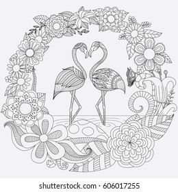 Flamingo coloring page vector art icons and graphics for free download