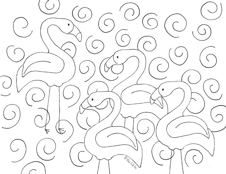 Flamingo coloring page â wee folk art
