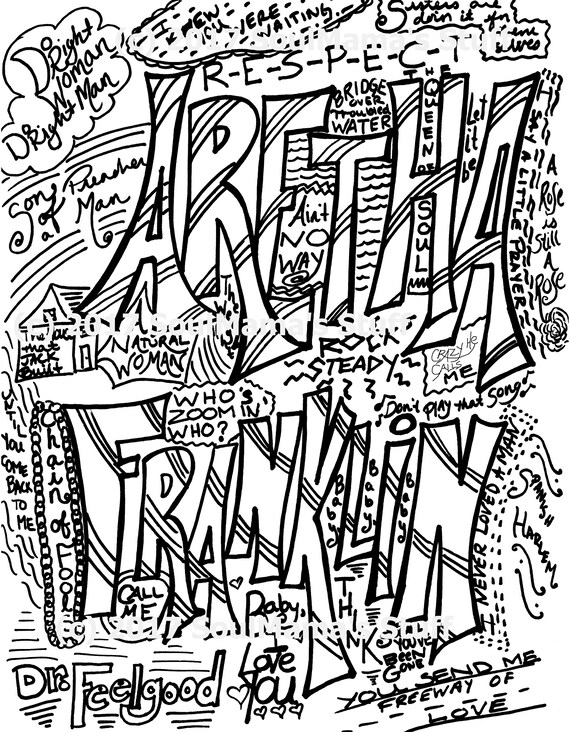 Aretha franklin coloring page ladies of song digital