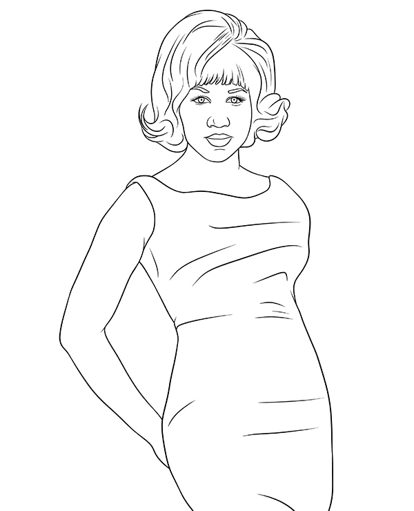 Aretha franklin coloring page singer