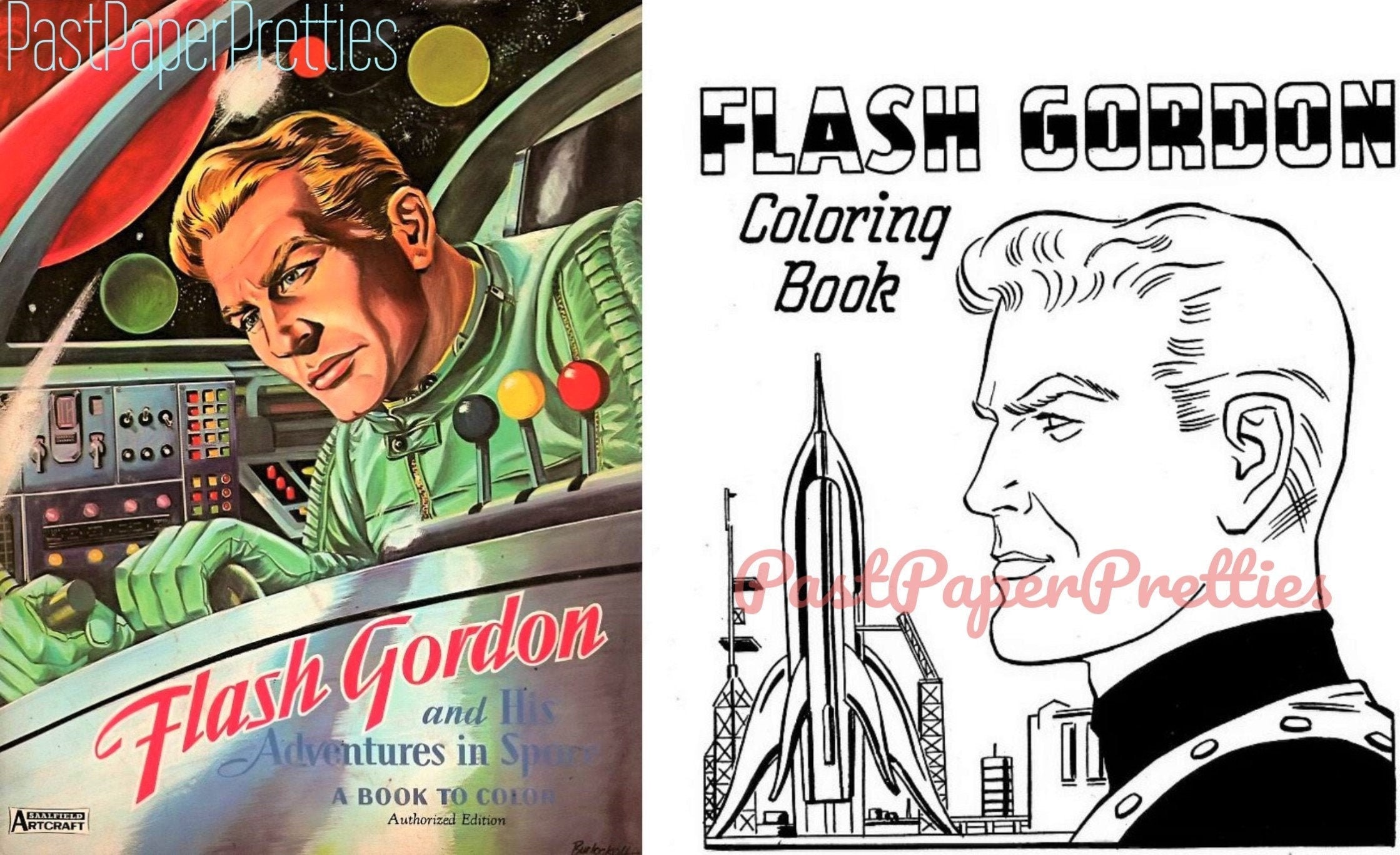 Vintage printable flash gordon coloring book pages sci fi adventures in space pdf instant digital download retro science fiction