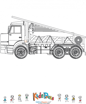 Fully loaded flat bed cargo truck coloring page