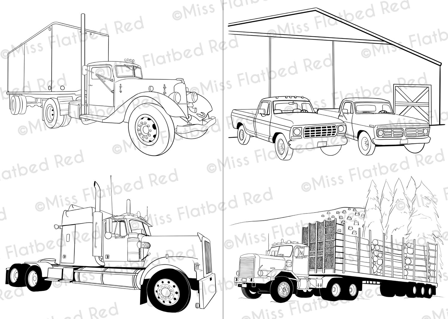 Historic truck coloring book â miss flatbed