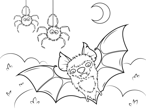 Ausmalbild fledermaus und spinnen ausmalbilder kostenlos zum ausdrucken