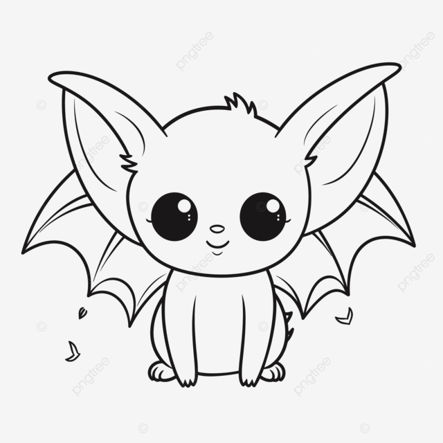Schwarz weiã bild einer niedlichen kawaii flermaus umrissskizze vektor cartoon flermaus zeichnung cartoon flermaus umriss cartoon flermaus skizze png und vektor zum kostenlosen download