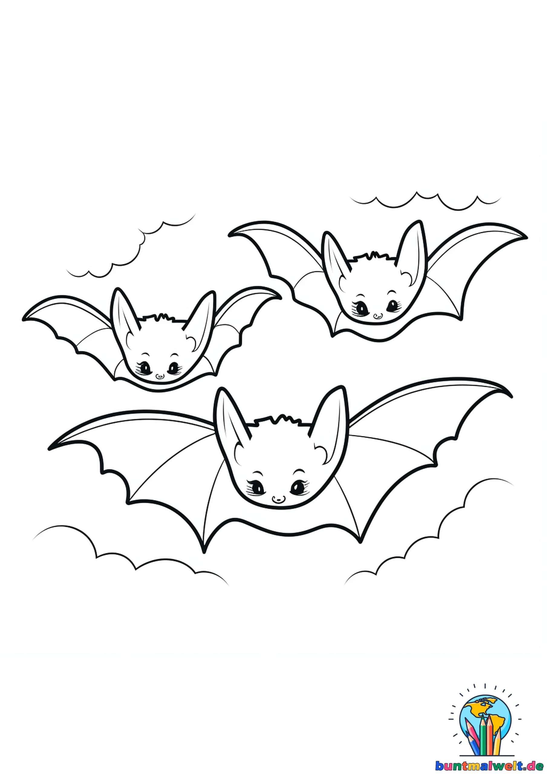 Ausmalbilr halloween flermaus zum ausdrucken
