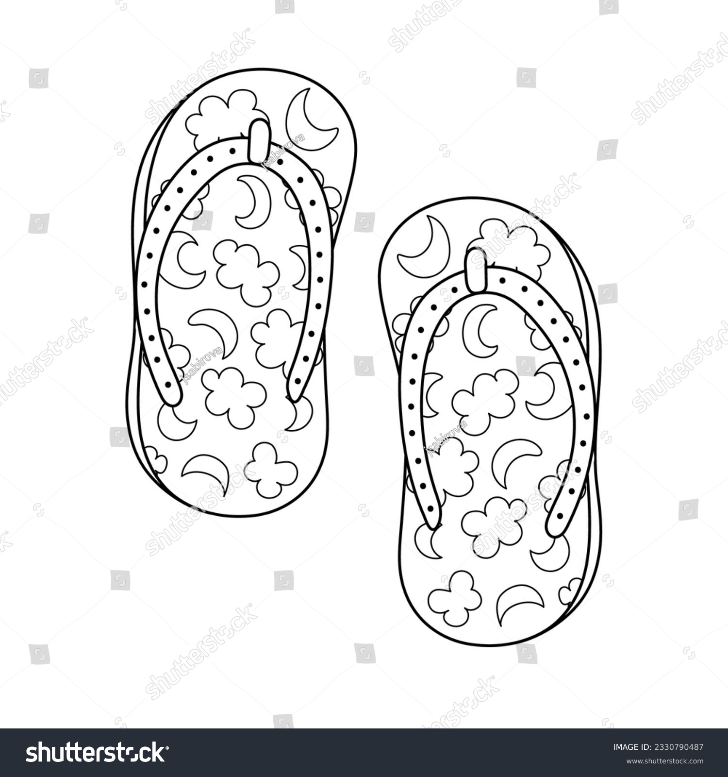 Doodle flip flop shoes coloring page stock vector royalty free