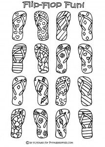 Print and color flip flops memory games coloring pages for kids coloring pages
