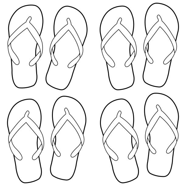 Summer flip flops vector black and white coloring page stock illustration