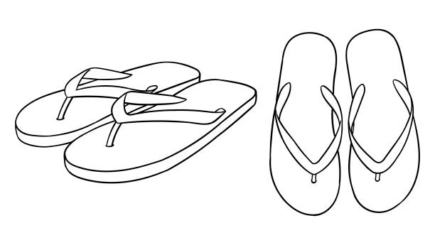 Simple vector drawing of a pair of flipflops stock illustration