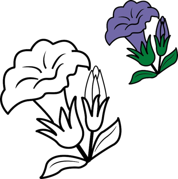 Premium vector bluebell flowers for kids coloring book