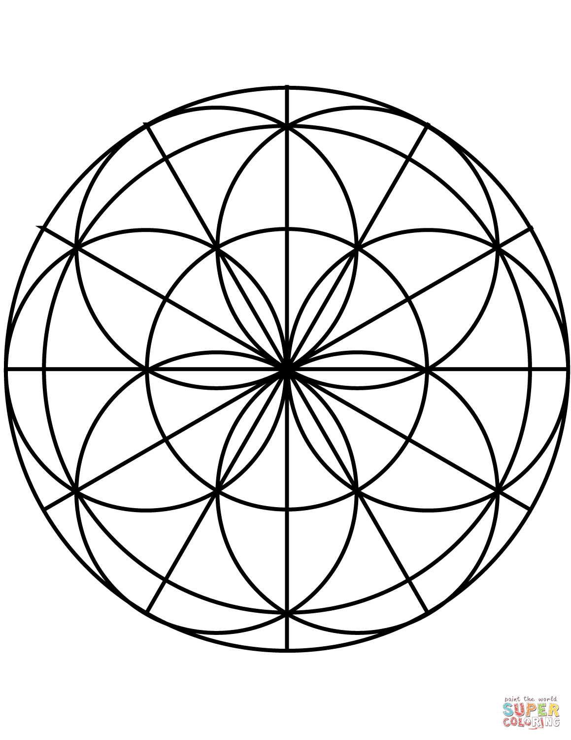 Dibujo de mandala con flor de la vida para colorear dibujos para colorear imprimir gratis