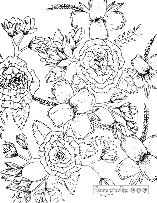 Our prettiest floral coloring page yet