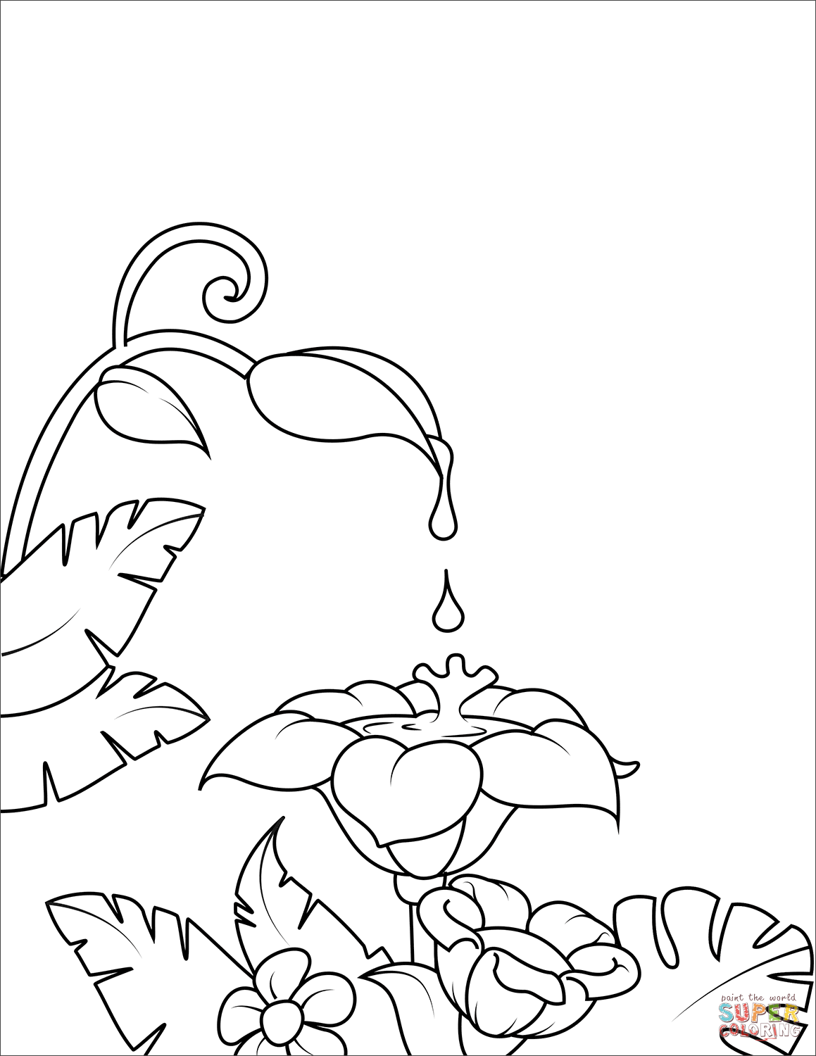 Dew in the flower coloring page free printable coloring pages
