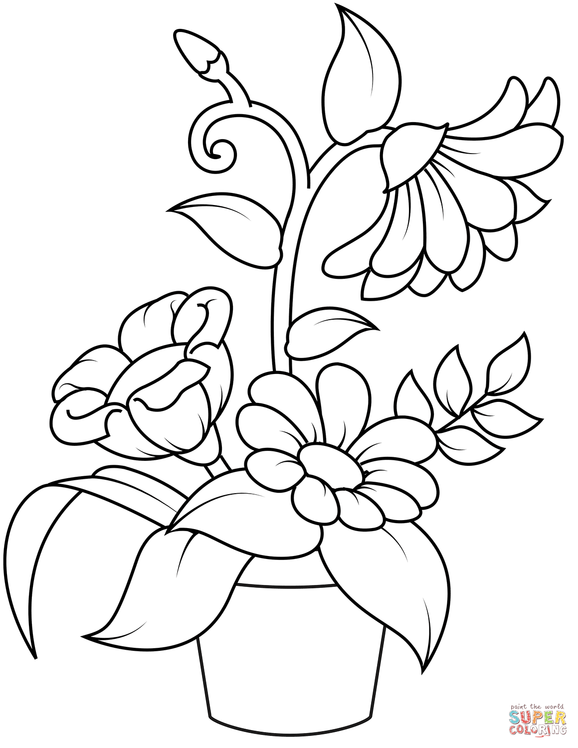 Flowerpot coloring page free printable coloring pages