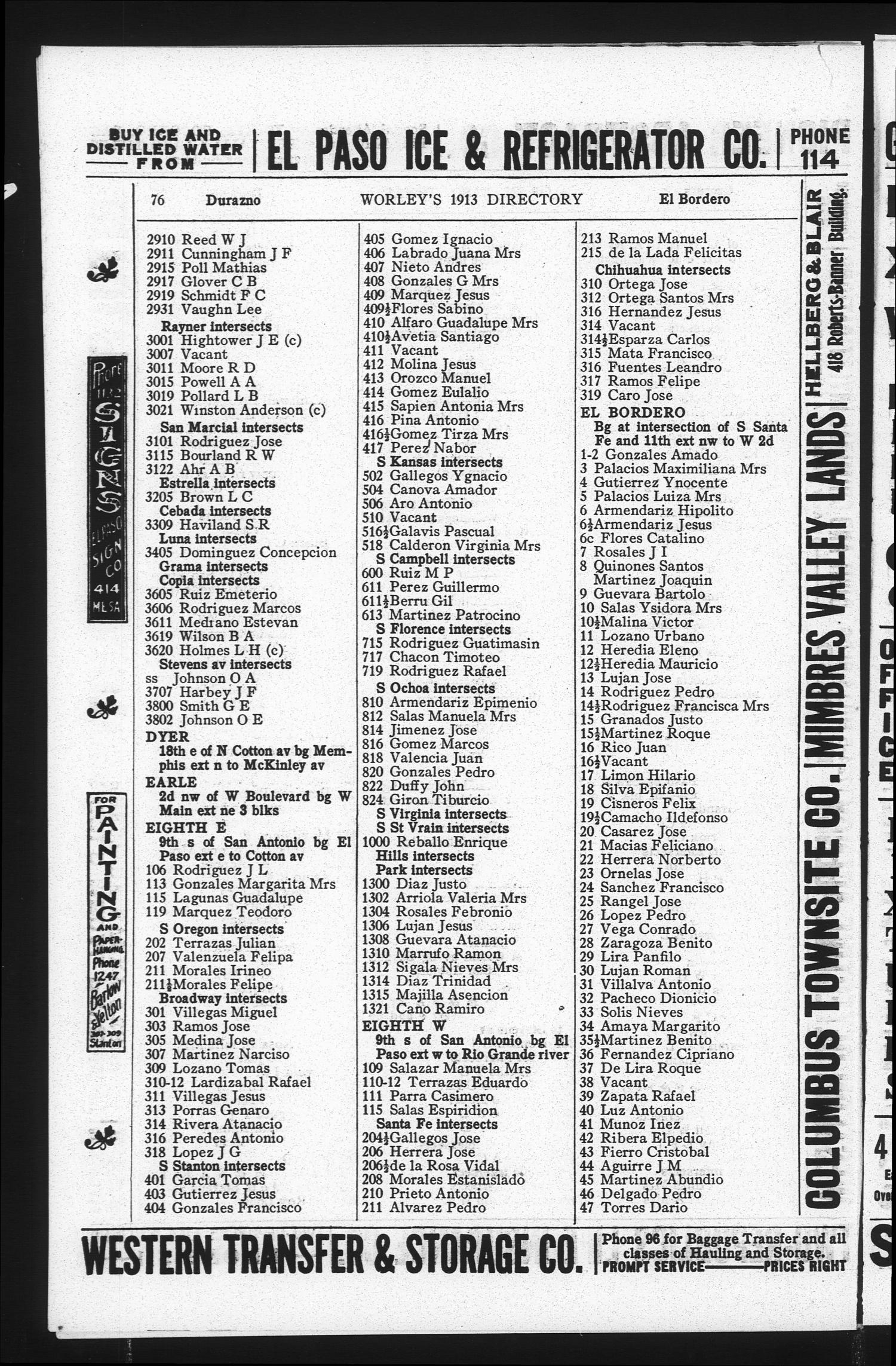 Worleys directory of el paso texas