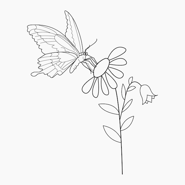 Premium vector beautiful easy flowers coloring book for preschool children cute educational flowers coloring page