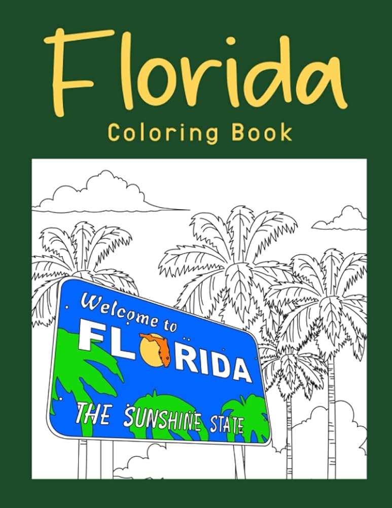 Florida coloring book an adults coloring books featuring florida city landmark patterns designs for stress relief and relaxation publishing paperland books