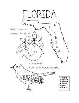 Florida printable coloring page state bird and flower by interactive printables