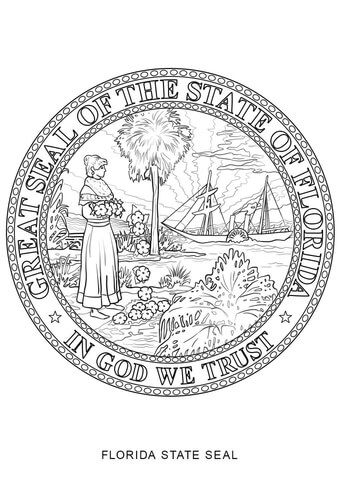 Florida state seal coloring page free printable coloring pages flag coloring pages coloring pages valentines day coloring page