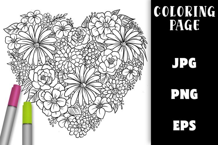 Flower heart coloring
