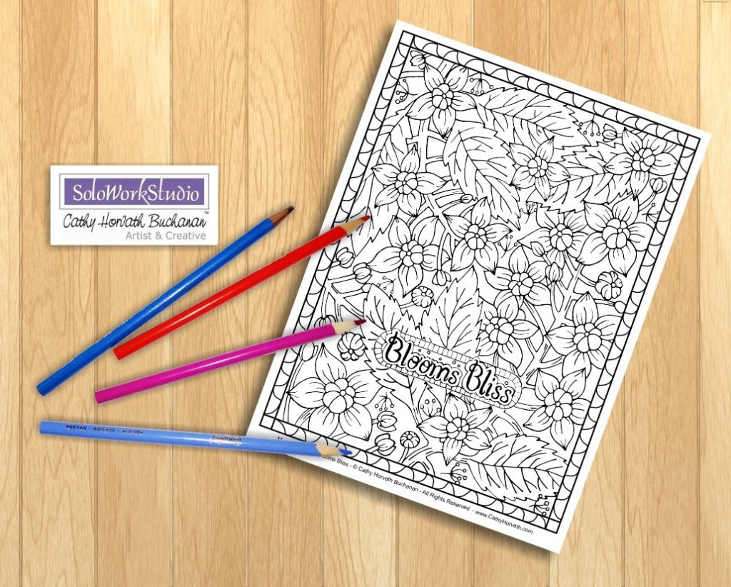 Flower doodle art coloring pages pack pdf download printable â soloworkstudio