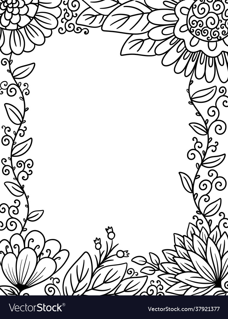 Border flowers perfect for coloring royalty free vector