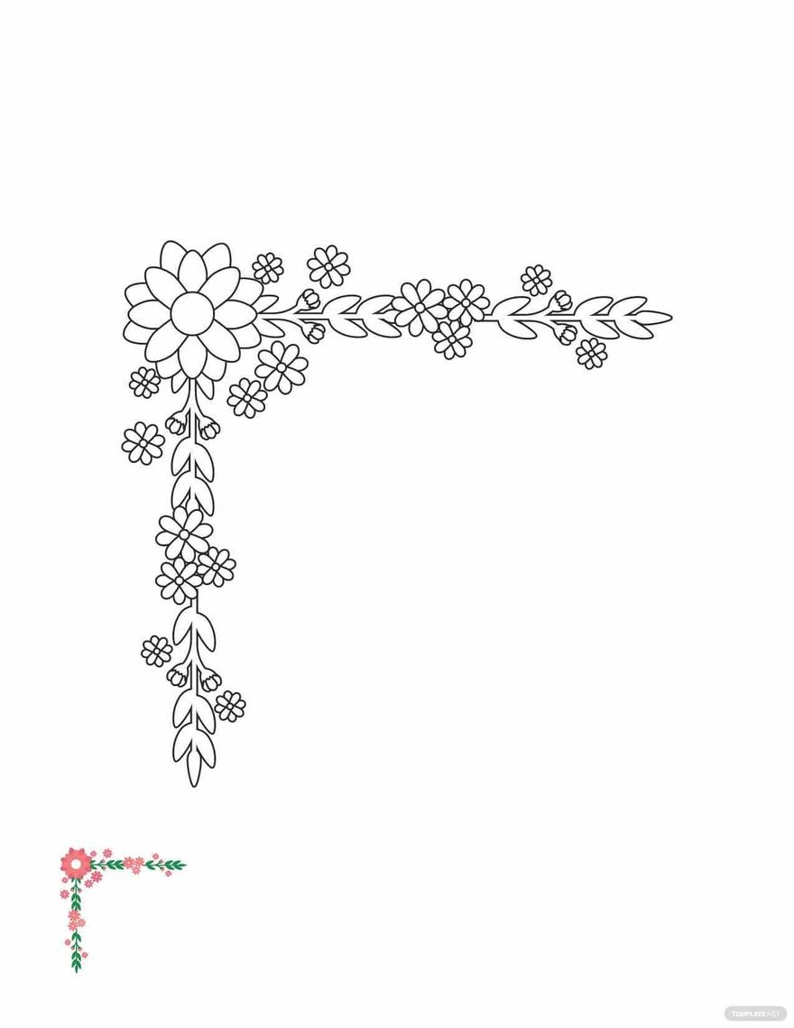 Free decorative floral border coloring page