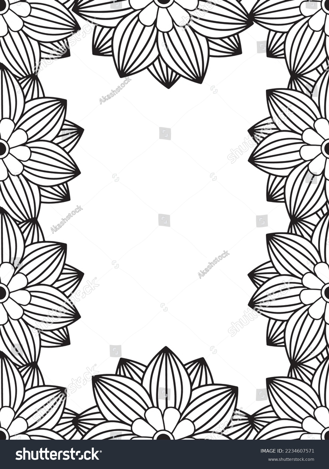 Abstract flower adult border coloring pages stock vector royalty free