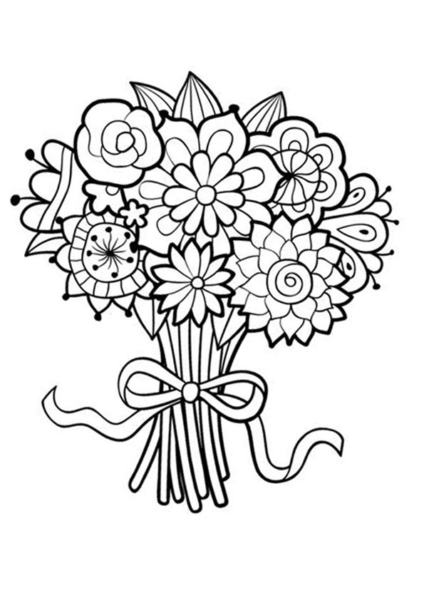 Coloring pages flower bouquet coloring page for kids