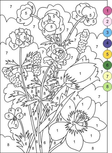 Color by numbers flowers coloring page flower coloring pages free coloring pages coloring pages