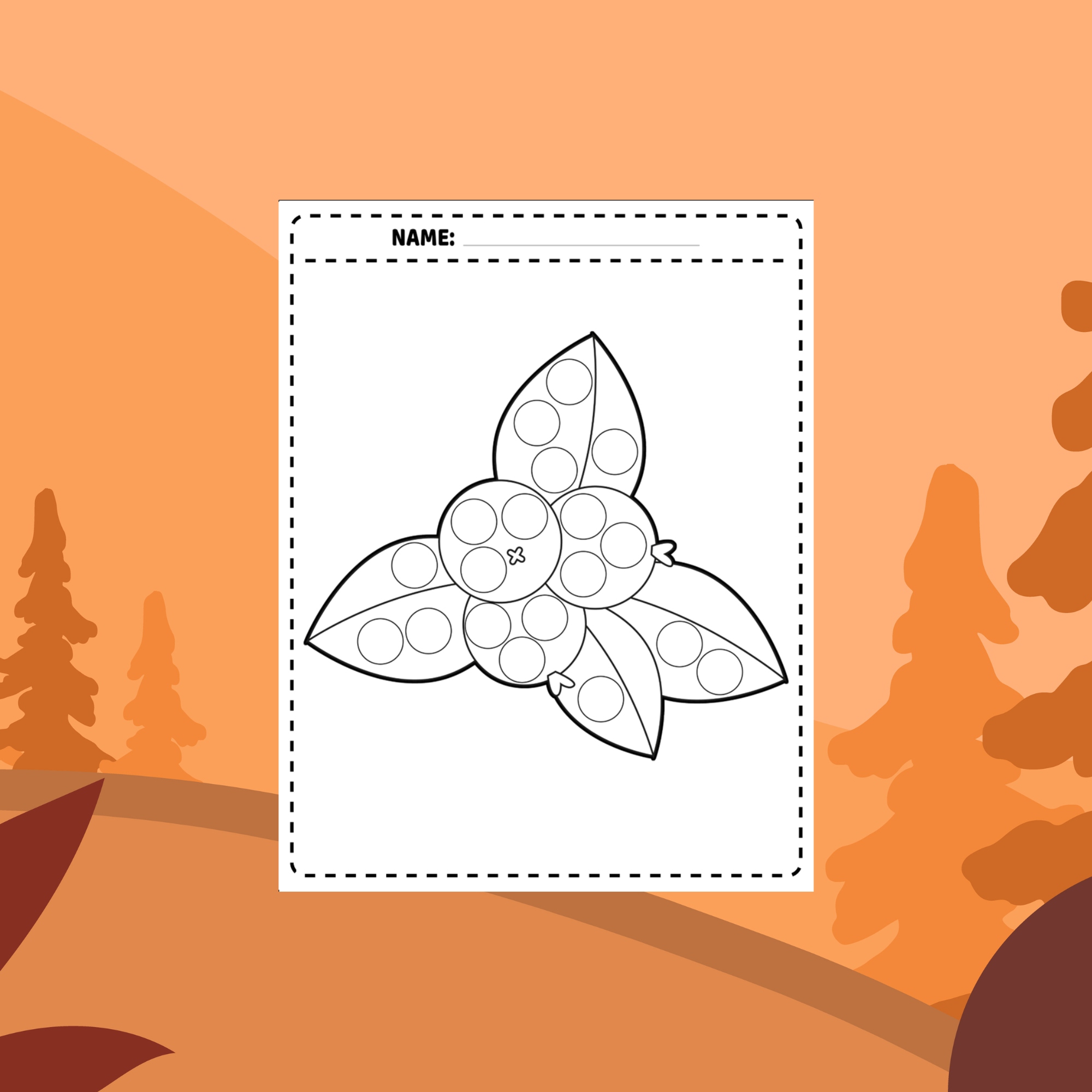 Printable fall autumn season dot marker coloring pages