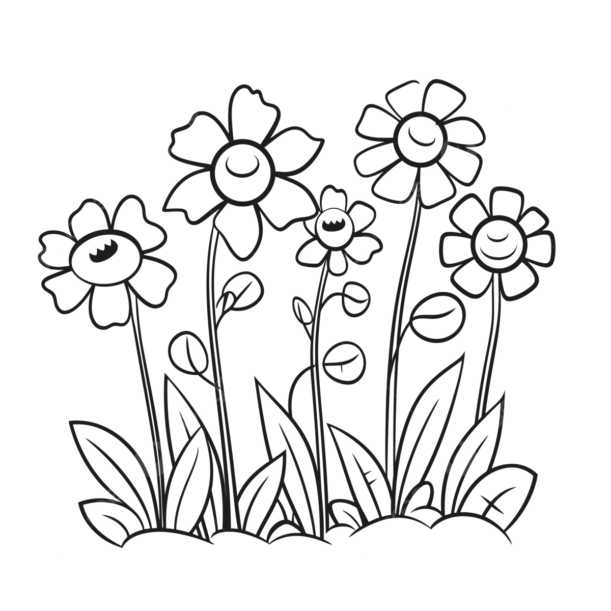 Flower garden coloring page in black and white outline sketch drawing vector flower drawing wing drawing ring drawing png and vector with transparent background for free download