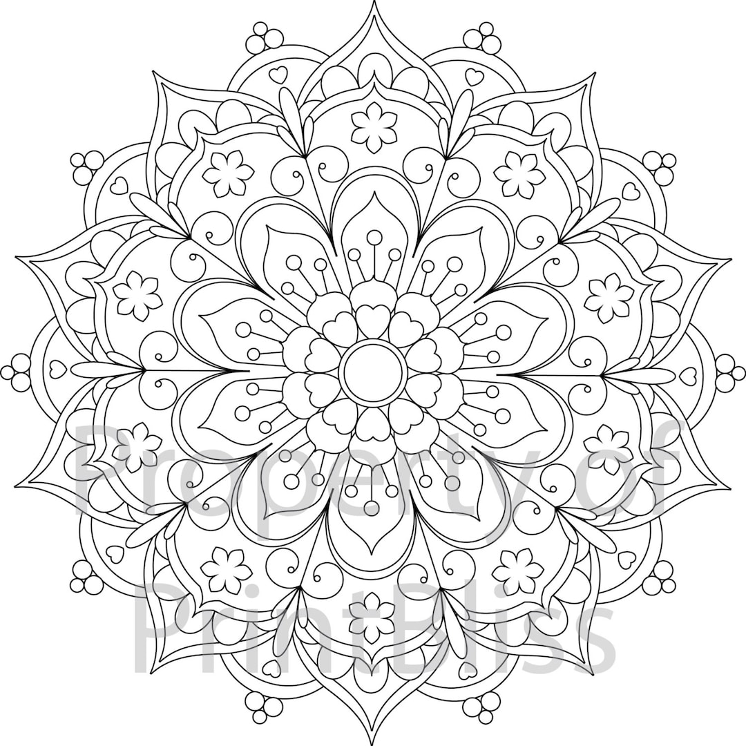 Flower mandala printable coloring page